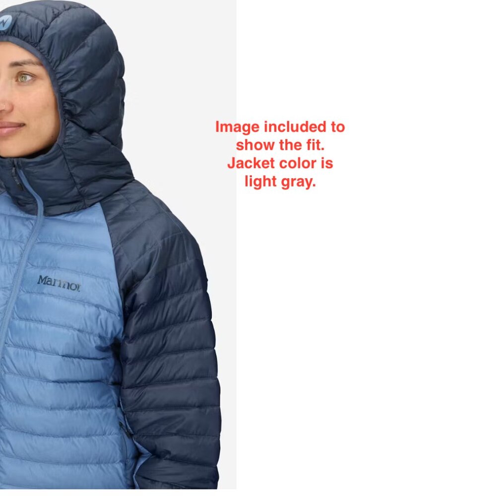 Light Grey Marmot Down Hoody Puffer Jacket Parka Size XL - Picture 5 of 6